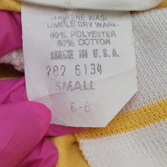 Vintage 80s MOD Collared Shirt Womens XS/S 16x22 Yellow USA - Picture 7 of 11